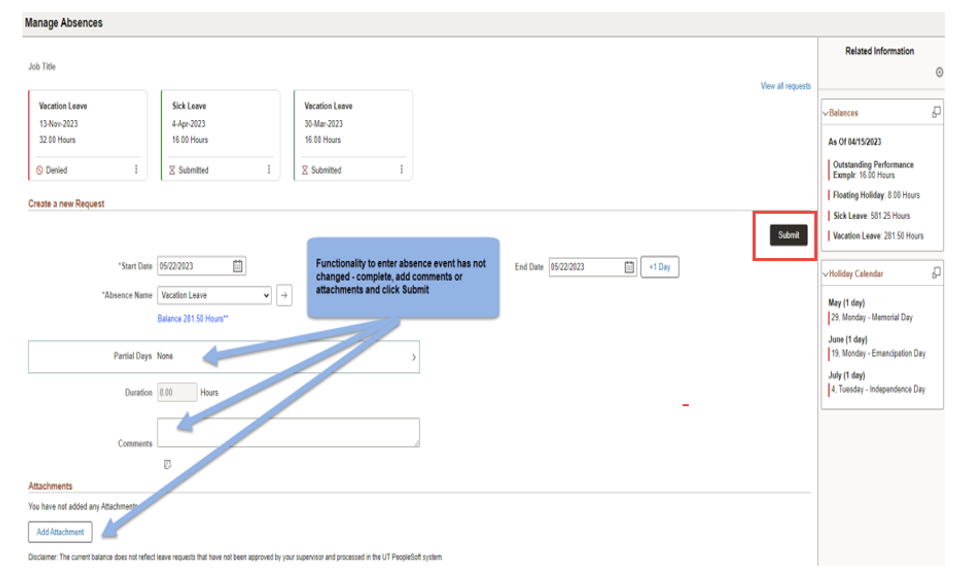 Page Look Absence Management